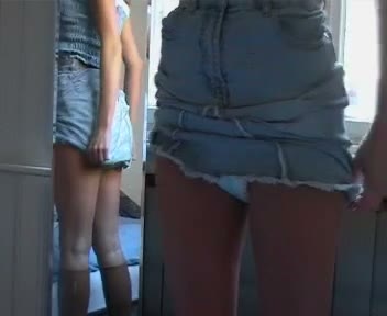 Stunning blonde adult diapergirl denim skirt lift